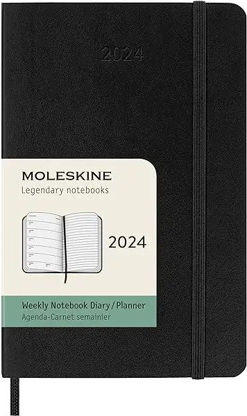 Щотижневик Moleskine 2024 середній / Чорний М'який