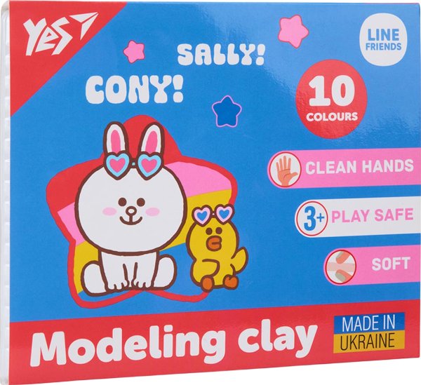 Пластилін YES 10 кольорів Line Friends
