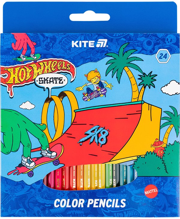 Олівці кольорові Kite Hot Wheels (24 кольори)