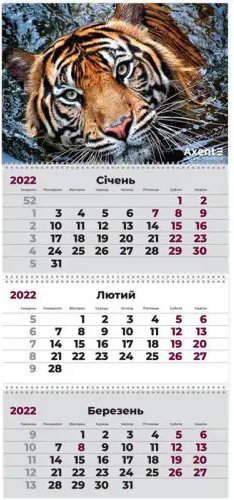 Календар настінний квартальний 2022 р., 3 пружини,...