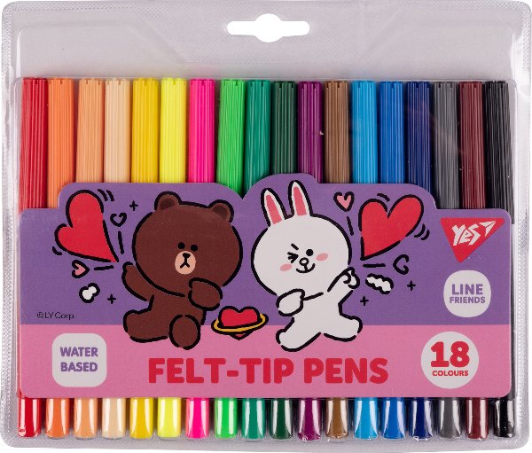 Фломастери YES 18 кольорів Line Friends