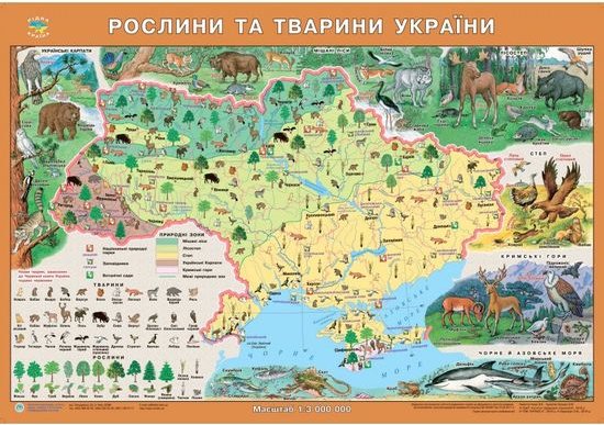 Рослини та тварини України 1:3 000 000 карт/ламін
