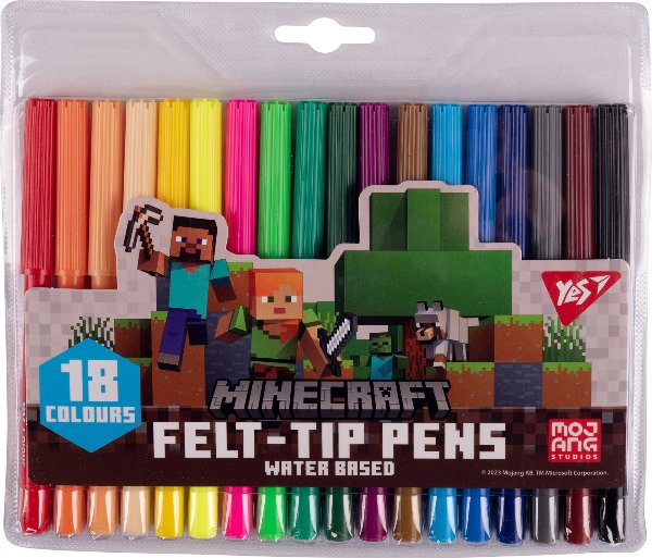 Фломастери YES 18 кольорів Minecraft 1