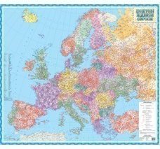 Європа. Карта поштових індексів м-б 1:4 000 000 картон...