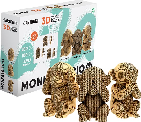 Картонний конструктор "Cartonic 3D Puzzle MONKEYS TRIO"