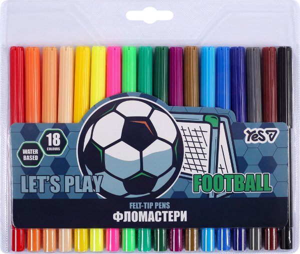 Фломастери YES 18 кольорів Football