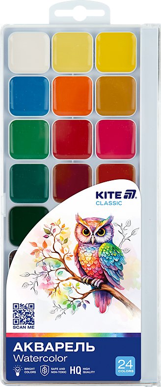 Фарби акварельні 24 кольори Kite Classic