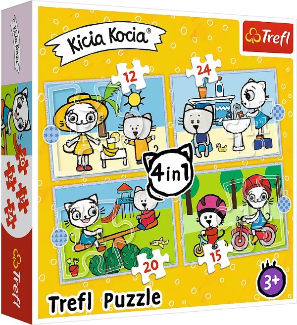 Пазли - (4в1) - "День кошення Кіті" / Trefl