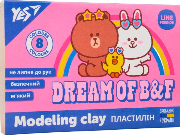Пластилін YES 8 кольорів Line Friends
