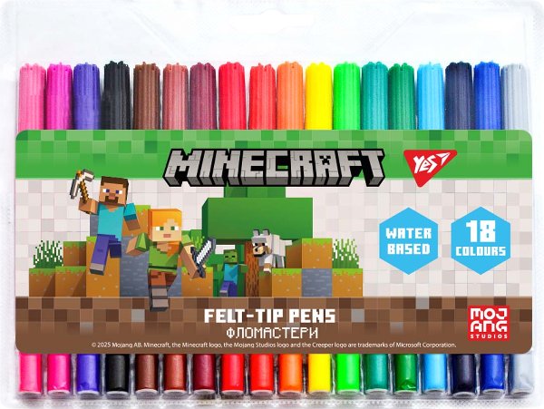 Фломастери YES 18 кольорів Minecraft