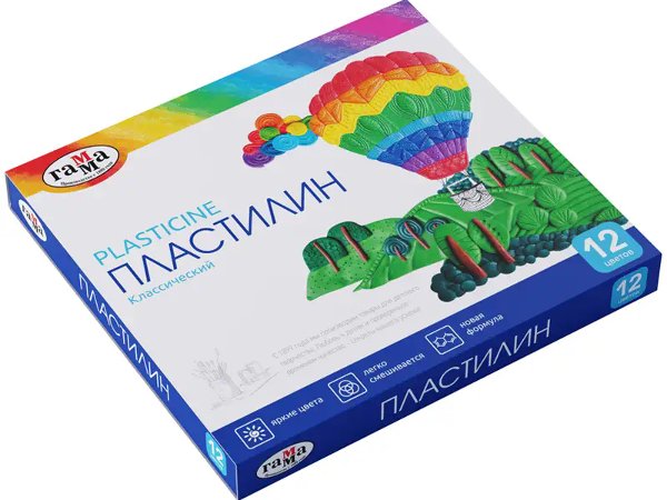 Пластилін "Класичний", кор., стек, 240 г, 12 кол