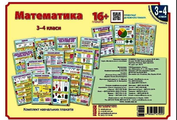 Математика. 3-4 класи. Плакати для початкової школи....