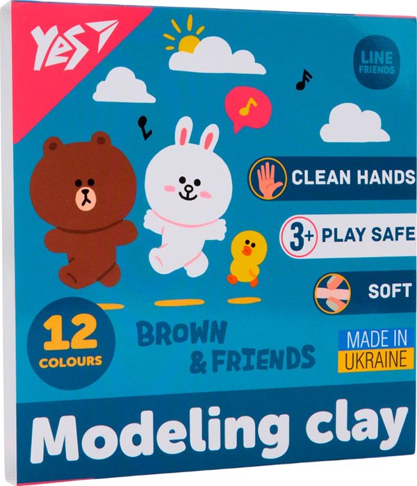 Пластилін YES 12 кольорів Line Friends