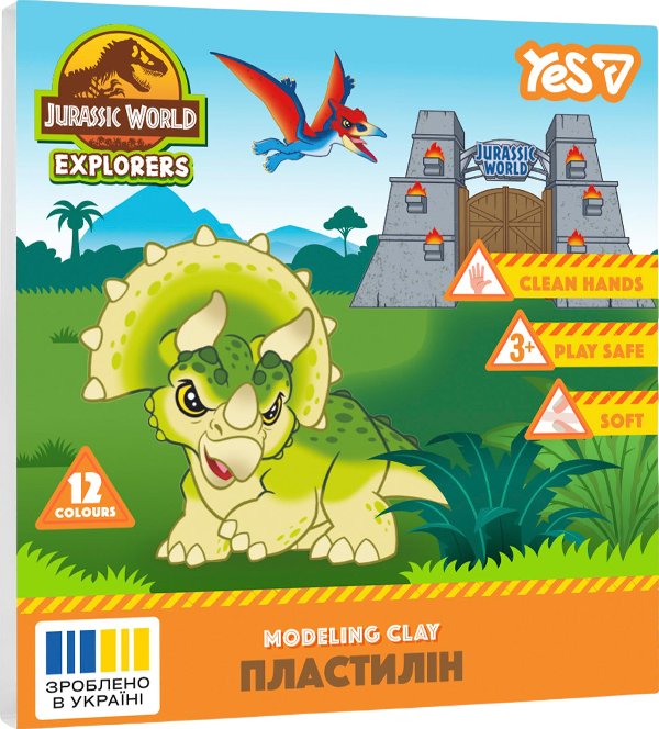 Пластилін YES 12 кольорів Jurassic World.Kids