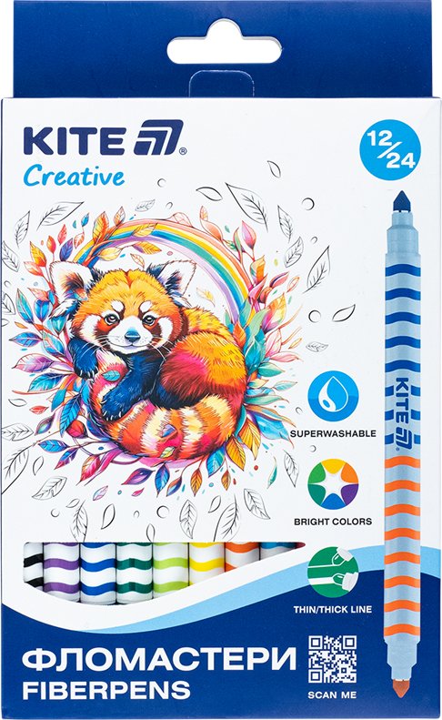 Фломастери двосторонні набір 12штук Kite Creative