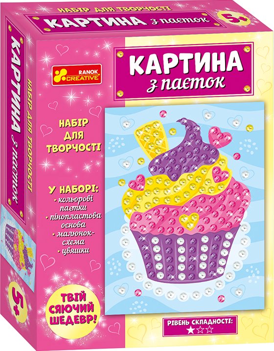 Картина з паєток "Тістечко"