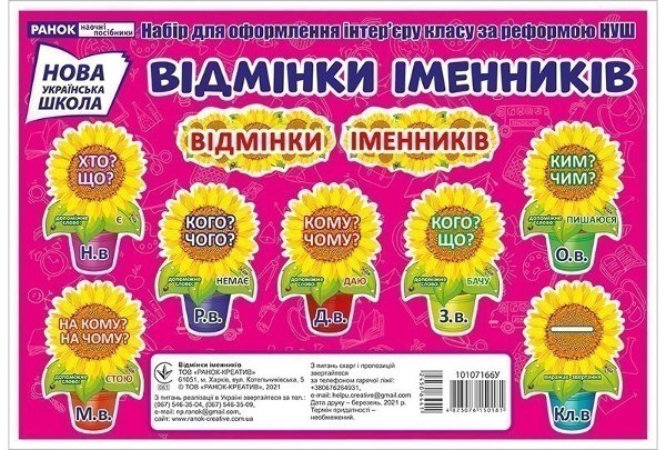 Набір карток.Відмінки іменників.Соняшники