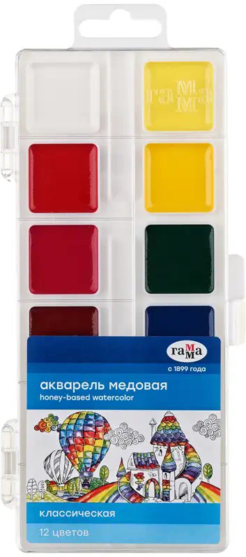 Фарби аквар. "Класичні" медові, пласт.упак., б/п, 12...