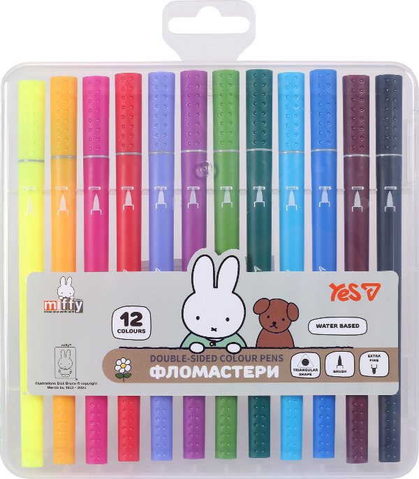 Фломастери двосторонні YES 12 кольорів Miffy
