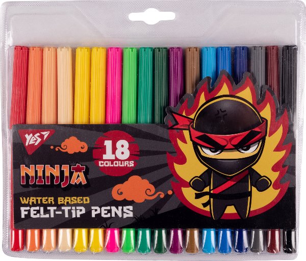 Фломастери YES 18 кольорів Ninja
