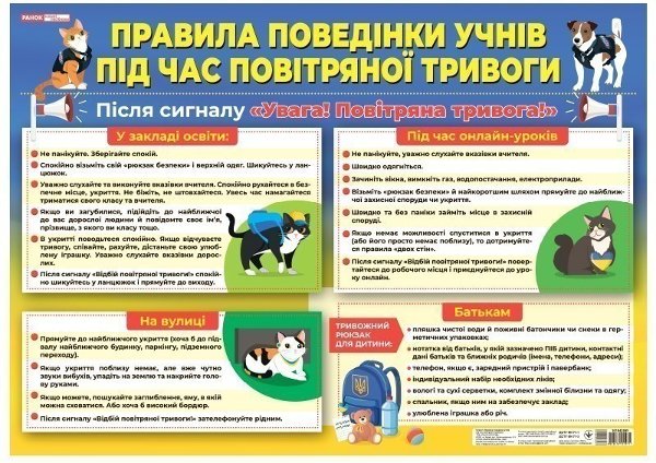 Правила поведінки учнів під час повітряної тривоги