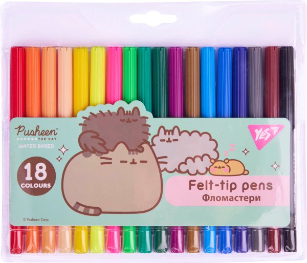 Фломастери YES 18 кольорів Pusheen
