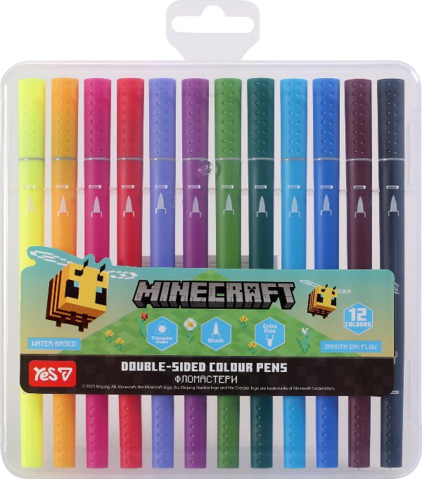 Фломастери двосторонні YES 12 кольорів Minecraft.Spring