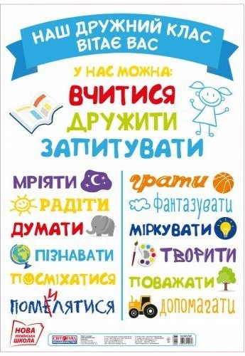 НУШ Плакат на двері. Наш дружний клас вітає вас