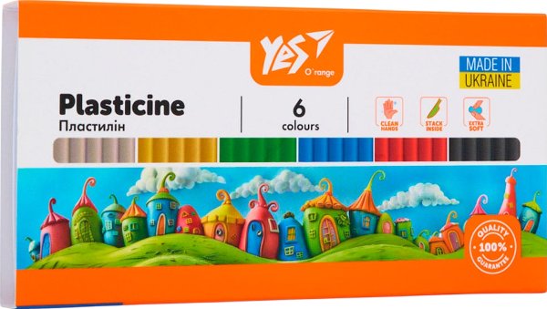 Пластилін YES 6 кольорів Orange Line