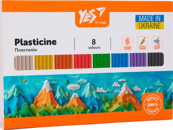 Пластилін YES 8 кольорів Orange Line