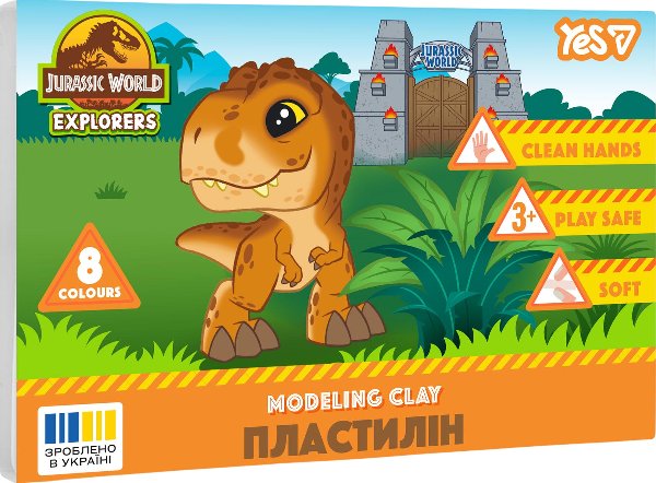 Пластилін YES 8 кольорів Jurassic World.Kids