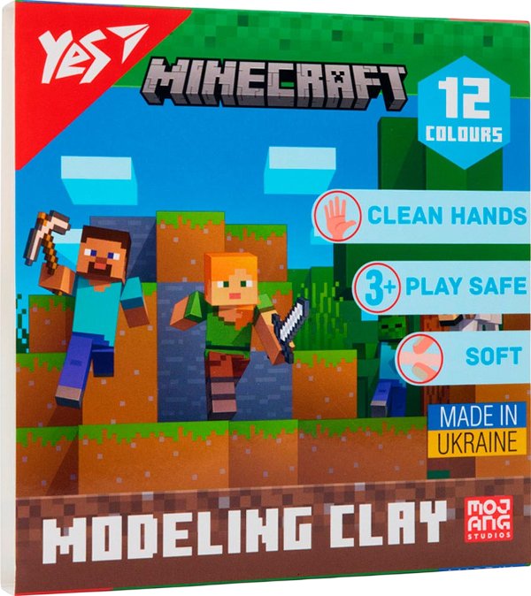 Пластилін YES 12 кольорів Minecraft